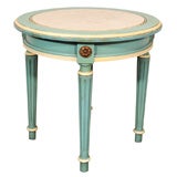Italian Blue Lacquer and White Marble Top Table