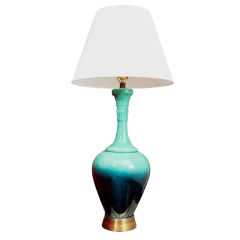 Overscaled Green to Blue Mandarin Style Ceramic Lamp