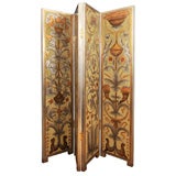 Italian Gold and Silver Leaf Handpainted Folding Screen