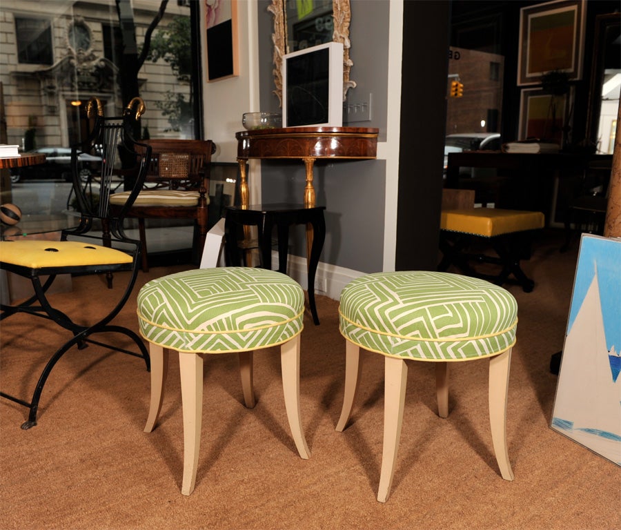 Pair of Art Deco Painted Stools