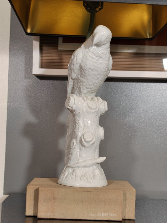 Pair of Meissen-style parrot figures mounted as lamps