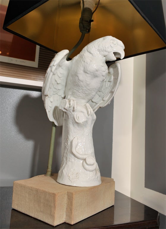 Pair of Meissen Style Parrot Figures Mounted as Lamps 2