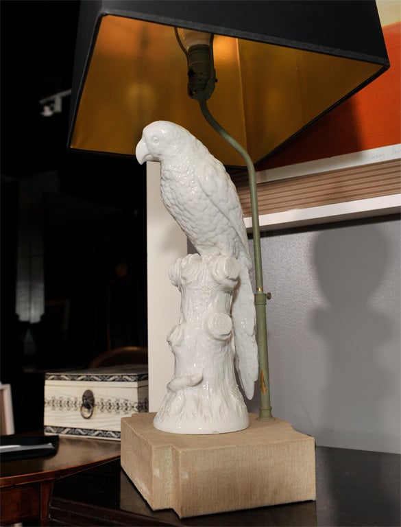 Pair of Meissen Style Parrot Figures Mounted as Lamps 3