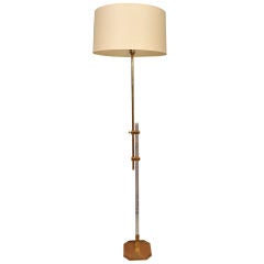 Brass and lucite Standing Floor Lamp with Ajustable Height