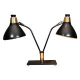 Double Arm Black and Brass Desk Lamp