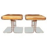Lucite bench with gold upholstered cushion