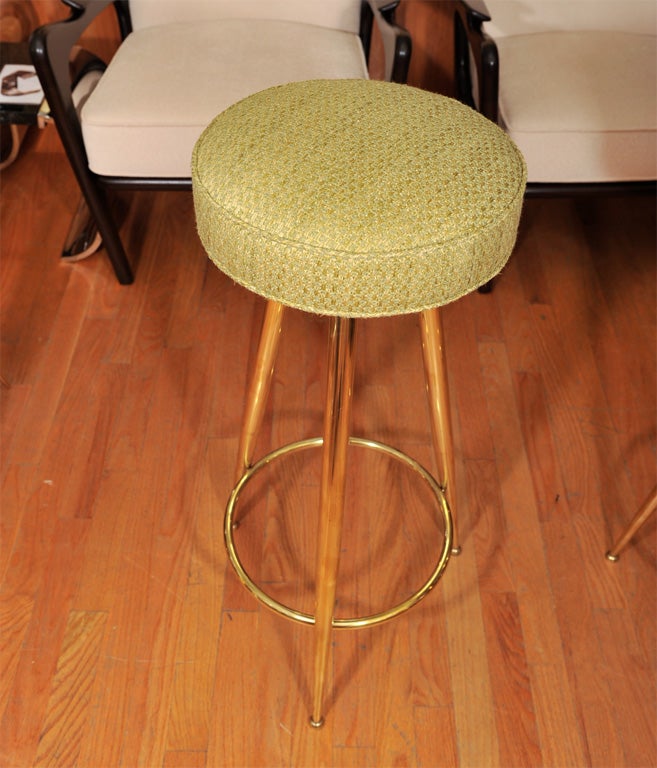 Upholstered Brass Tripod Stools 3