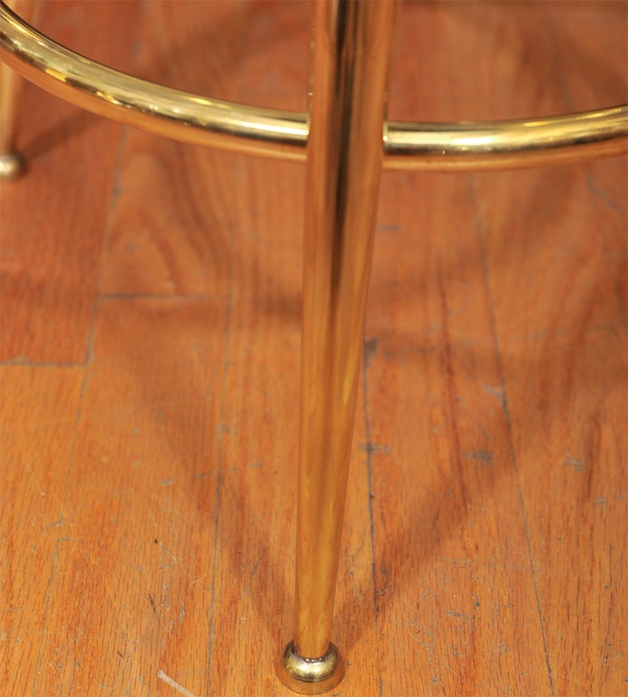 Upholstered Brass Tripod Stools 4