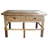 Antique Double sided  Primitive Marble Top Console