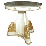 Italian Centre hall table with Swan base, white washed