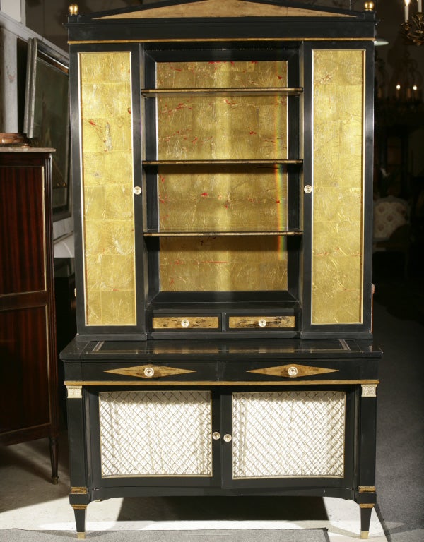 Ebonized with pacel gilt secretary Stamped Jansen