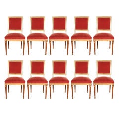 Set of Ten Jansen Louis XVI Style Dining Chairs