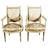 Pair of Louis XVI Stamped Jansen Arm Chairs