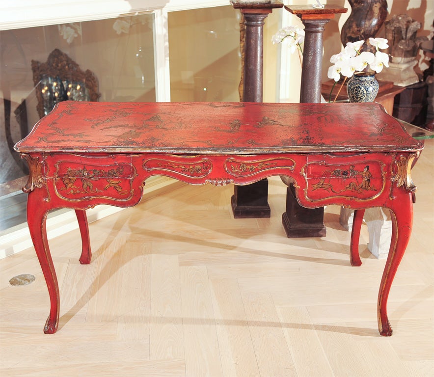 Red Lacquered Desk In Excellent Condition In San Francisco, CA
