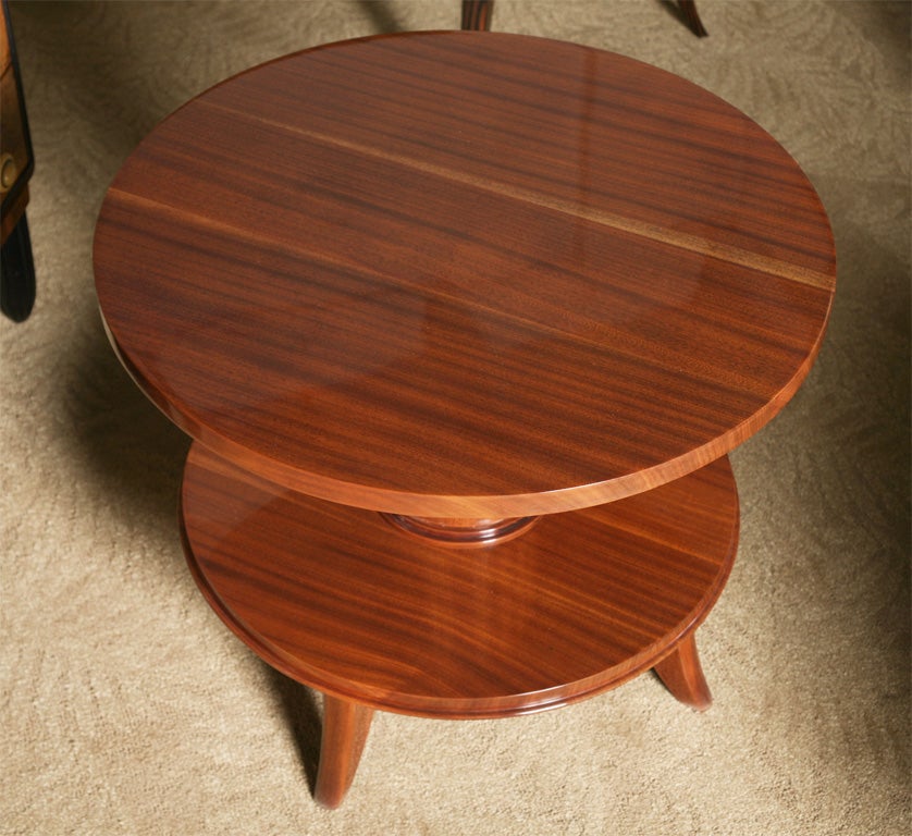 French Art Deco Solid Mahogany 2 Tier Coffee Table