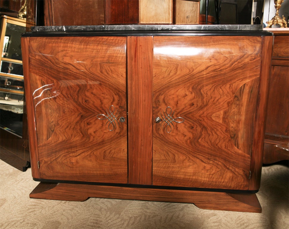 French Art Deco Bombe' Exotic Walnut Buffet/ Sideboard