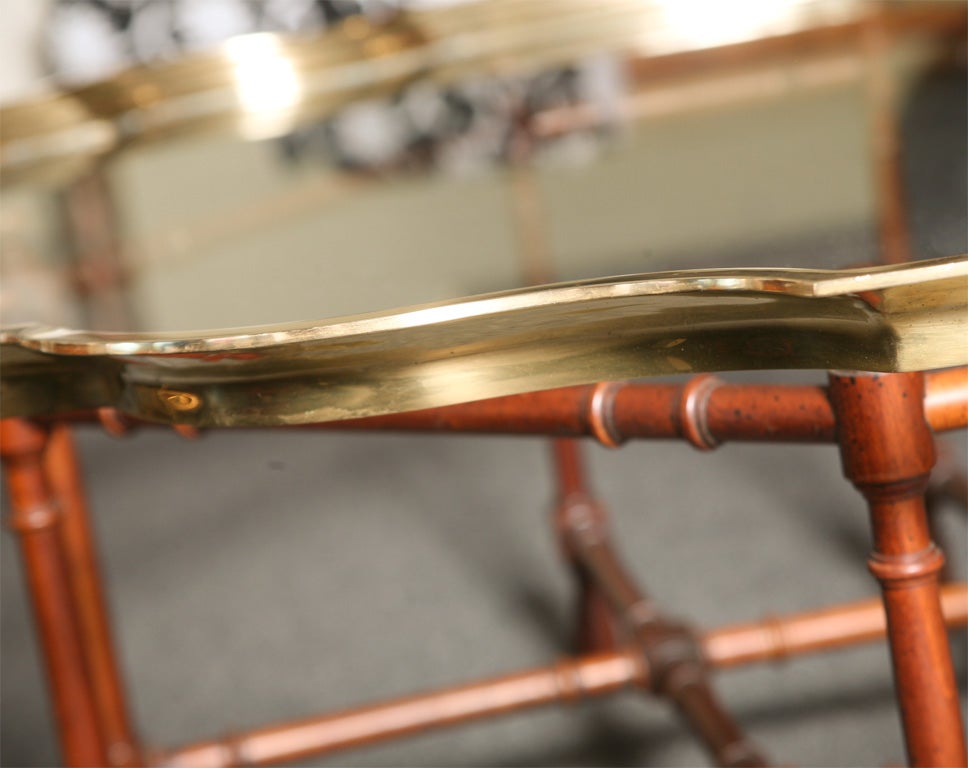 Fine Large Pie Crust Molded Brass & Glass Coffee Table 3