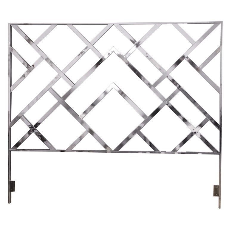 Huge Geometric Chrome King Headboard