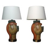 LARGE PAIR OF CUBIST STYLE LAMPS