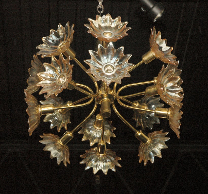 BRASS SPUTNIK FLOWER CHANDELIER 1