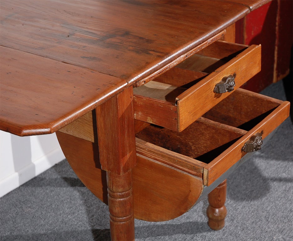 19th Century Folky Pin Bakers Table with Pullout Cutting Board 2