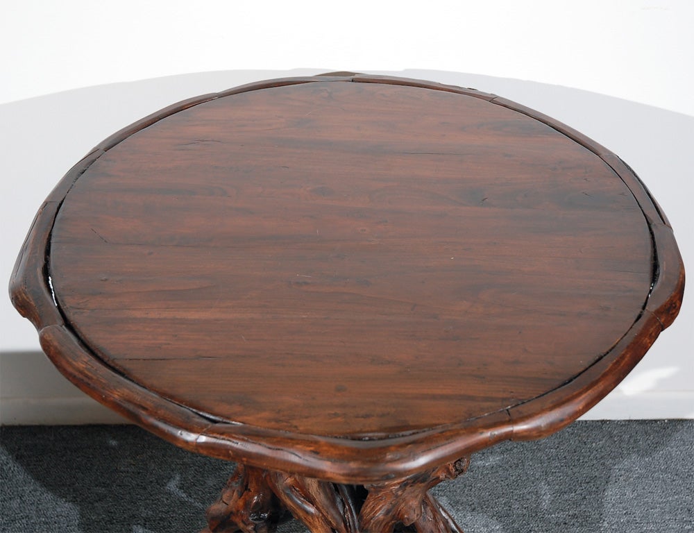 19THC ROUND RUSTIC BURL ROOT TABLE