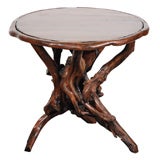 19THC ROUND RUSTIC BURL ROOT TABLE