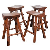 SET OF  FOUR  PLANK HICKORY BAR STOOLS/ TWO OR FOUR