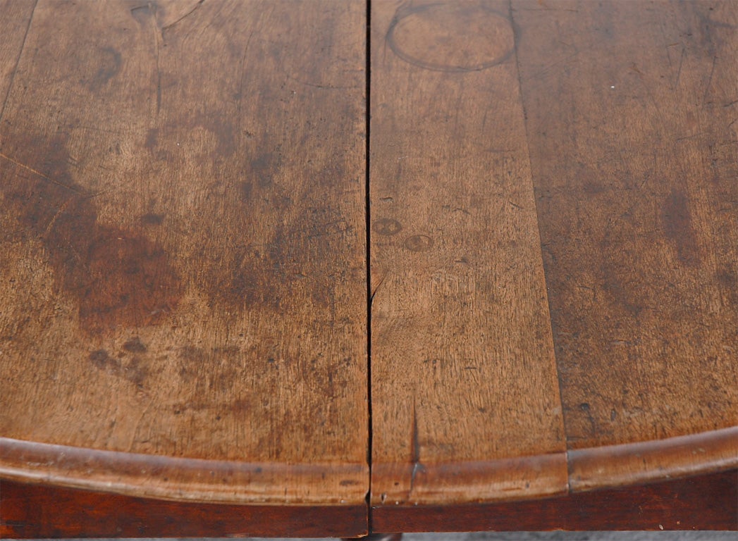 19th Century 19THC WALNUT DROP LEAF TABLE W/ORIGINA BRASS CASTER
