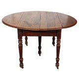 19THC WALNUT DROP LEAF TABLE W/ORIGINA BRASS CASTER