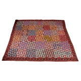 19THC MINI-PIECED EARLY CALICO TRIANGLES QUILT W/PAISLEY BORDER