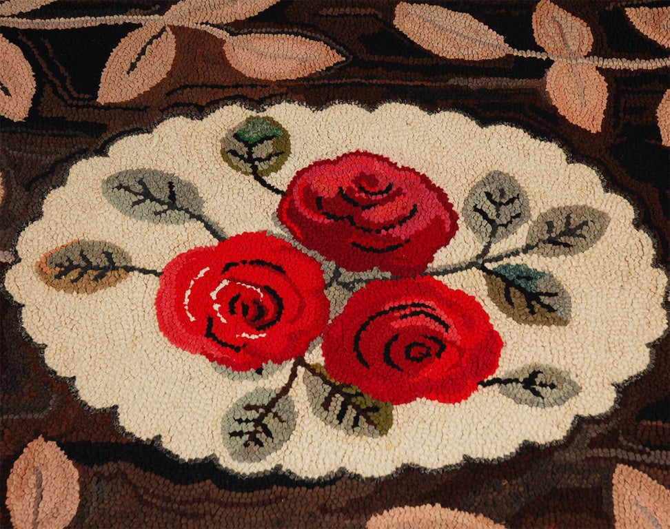 WONDERFUL FOLKY FLORAL AND GEOMETRIC HAND HOOKED RUG.THE CONDITION IS MINT AND VERY BEAUTIFUL.IT HAS A ORIGINAL REINFORCED BACKING ON THE EDGE.THE COLORS ARE SO GREAT AND VERY VIBRANT.