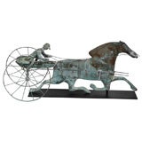 Antique LATE 19THC HORSE & RIDER WEATHERVANE ON IRON MOUNT