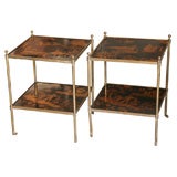 Pair of English Chinoiserie Two Tiered Tables by Mallett