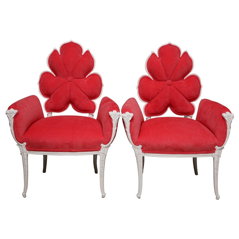 Whimsical Pair of Flower Armchairs