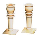 Antique English Ivory Art Deco Candlesticks