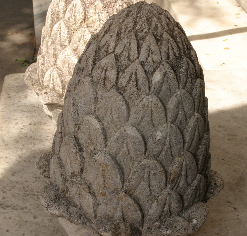 Carved Stone Artichoke Finials 1