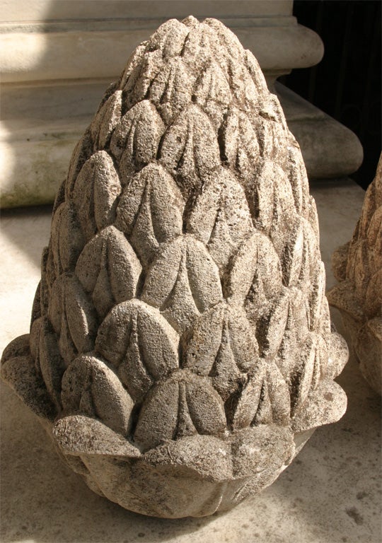 Carved Stone Artichoke Finials 2
