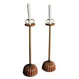 Pair of Japanese Bronze Shokudai Candlesticks