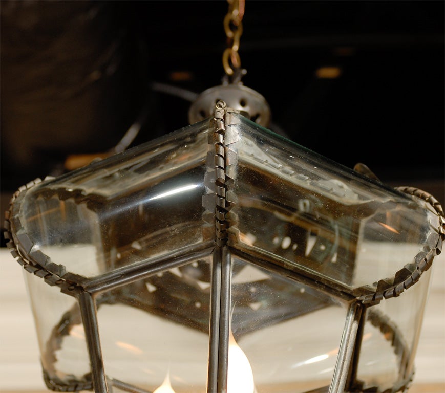 Stunning Iron Lantern with Curved Glass 1