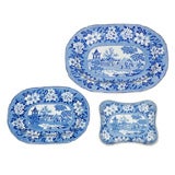 Antique Blue & White Elephant / Pagoda pattern  Serving Dishes