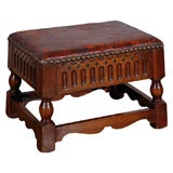 Foot Stool with Leather Top