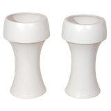 Pr. of tall white ceramic planters By Marilyn Kay Austin