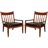 Pair of hand crafted walnut spindle back chairs by John Nyquist