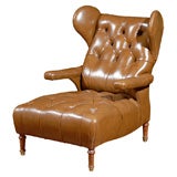 Antique Leather style chair and ottoman