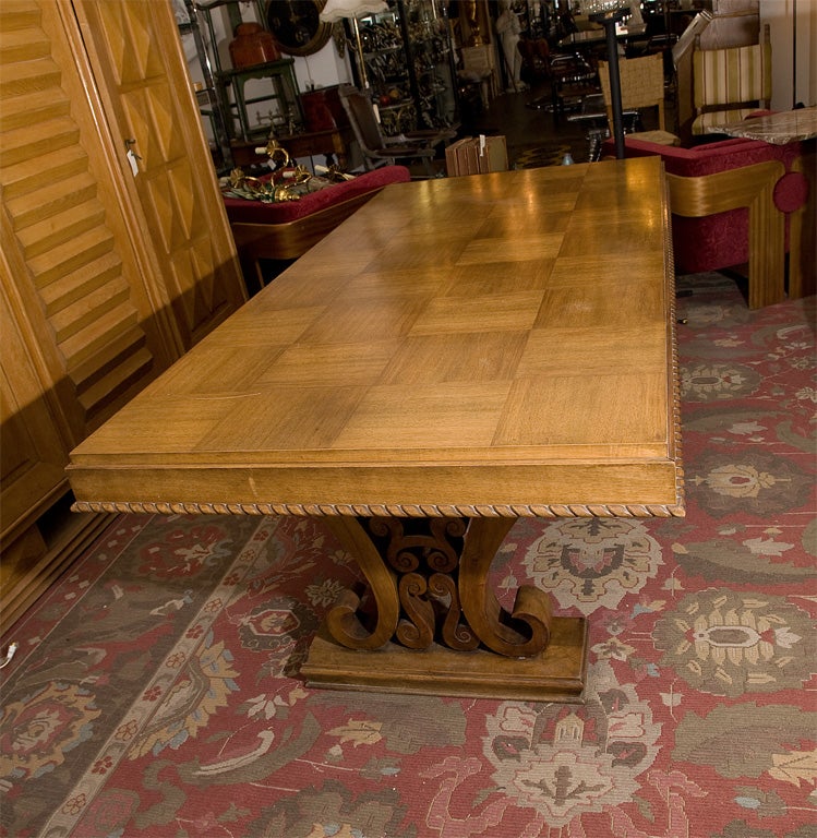 Wood French Art Nouveau Dining Table For Sale