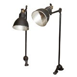 PAIR CLAMP ON ADJUSTABLE BLACK METAL ARCHITECT LAMPS BY GRAS