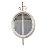 Vintage Silver leaf mirror with sword driven through frame