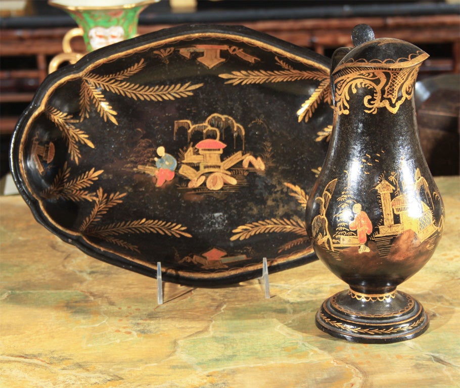 Regency Tole Tray and Jug
