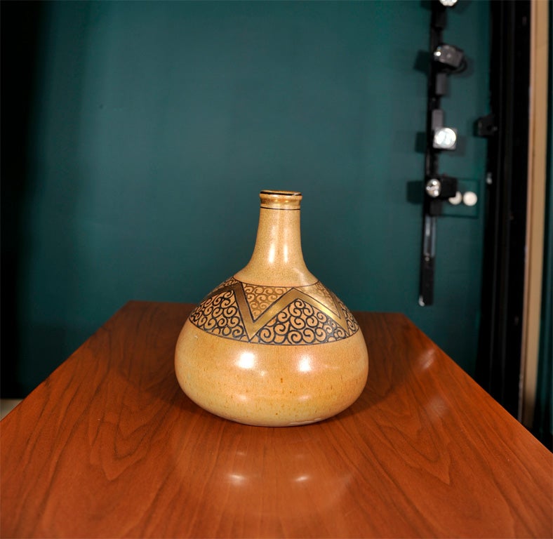 Ceramic Bottle-form Vase by Jean Luce, French 1925 In Good Condition For Sale In Hoboken, NJ